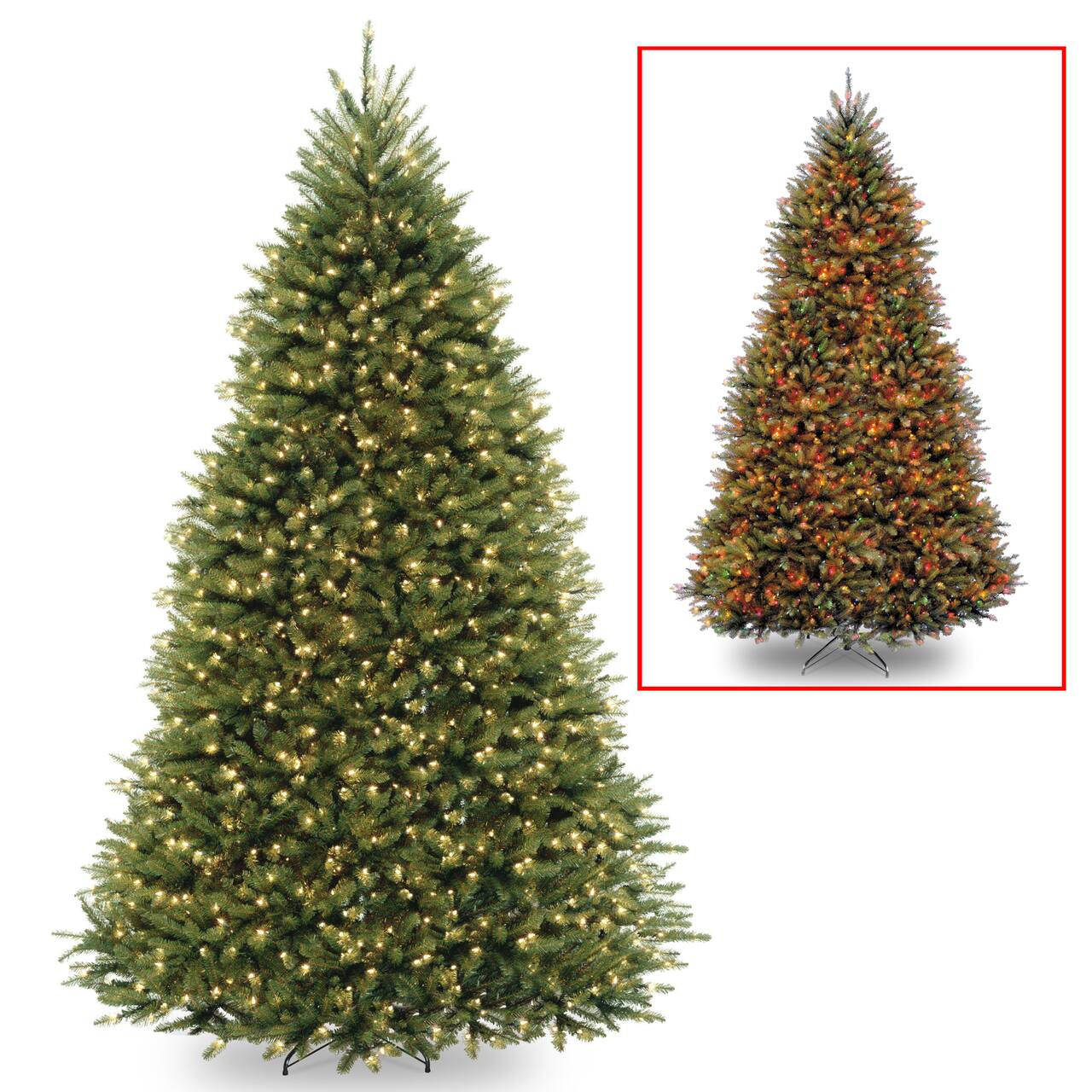 10 ft. Pre-Lit Dunhill® Fir Hinged Full Artificial Christmas Tree, LV Dual Color LED Lights